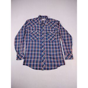 Wrangler Shirt Mens Medium   Vintage 70s Westerncore Cowboycore Pearl Snap Plaid